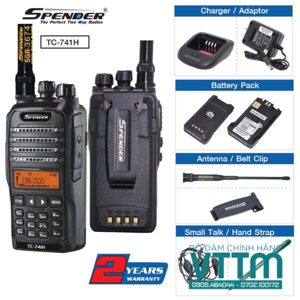 Bộ Đàm Cầm Tay Spender TC-741H VHF: Chống Nước, Bền Bỉ